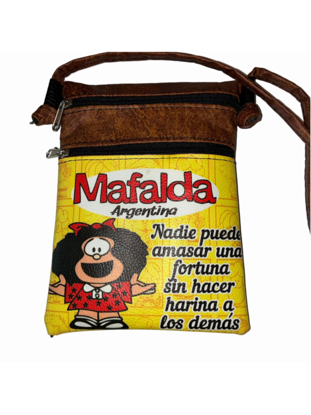 Women's Mafalda Crossbody Leather Bag 7” Yellow Brown